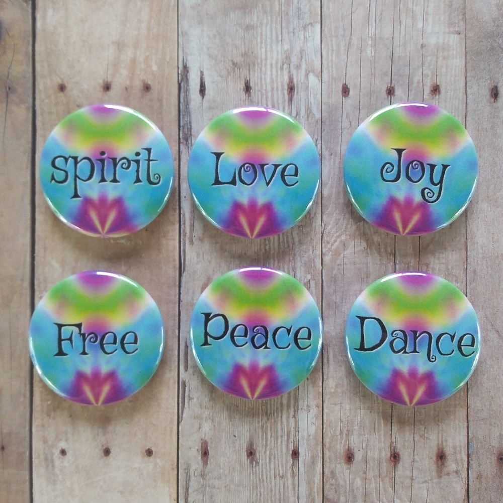 Refrigerator Magnet 6pc Set Hippie Love Good Vibes